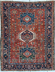KARAJA Persian Antique Heriz Rug 4'9" x 6' Rugistan