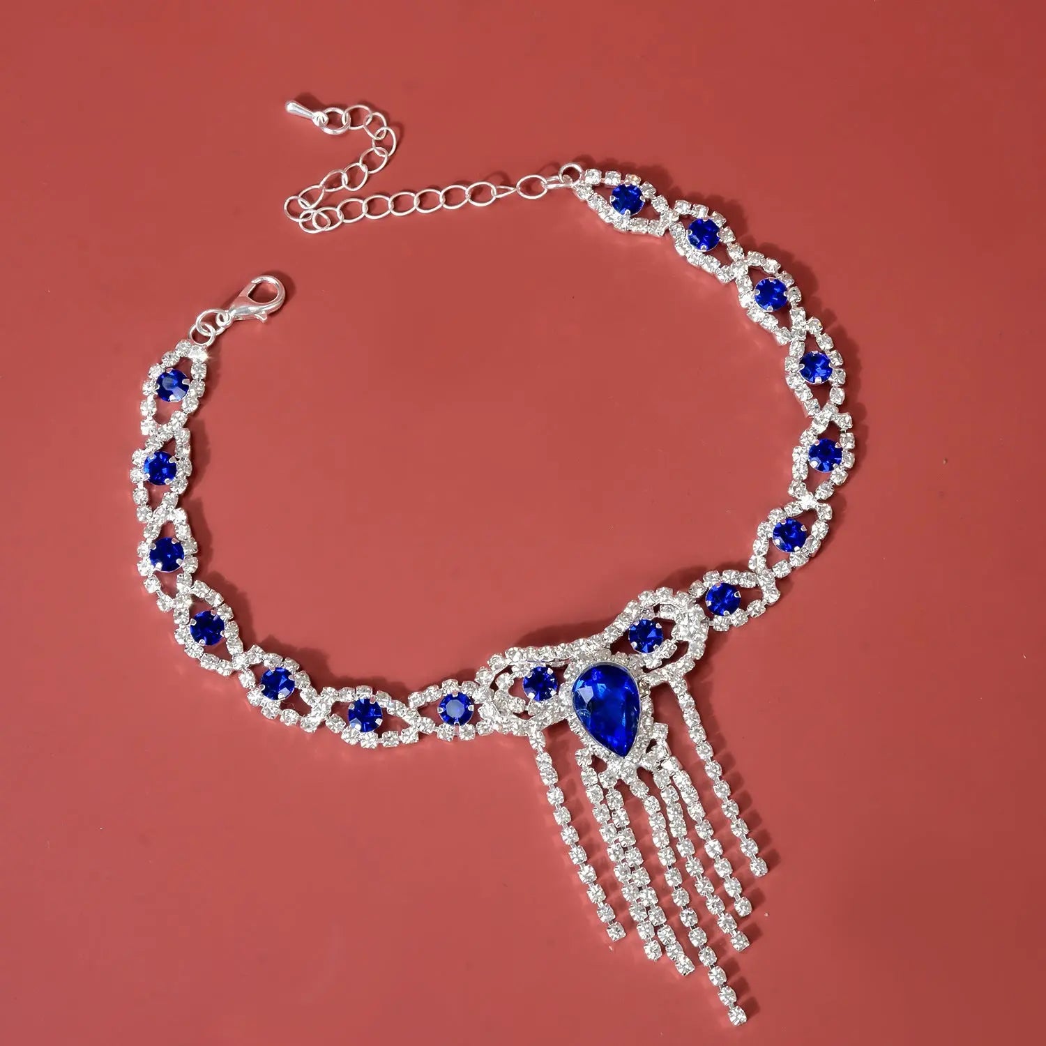 Blue Rhinestone Anklet Family Shopolf