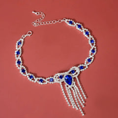 Blue Rhinestone Anklet Family Shopolf
