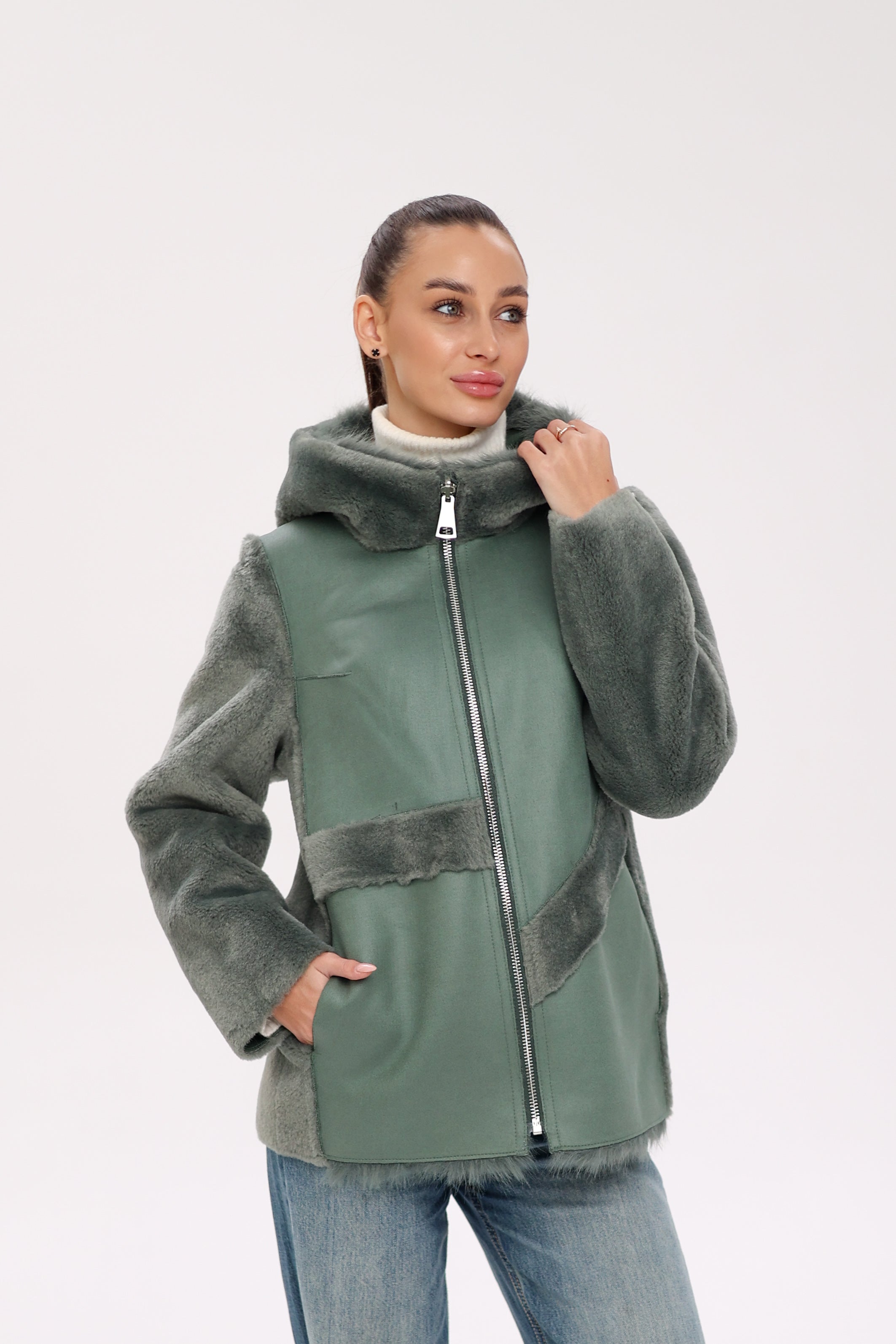 ⇆ Reversible Hooded Wool Blend Jacket Alaska® Outerwear Company