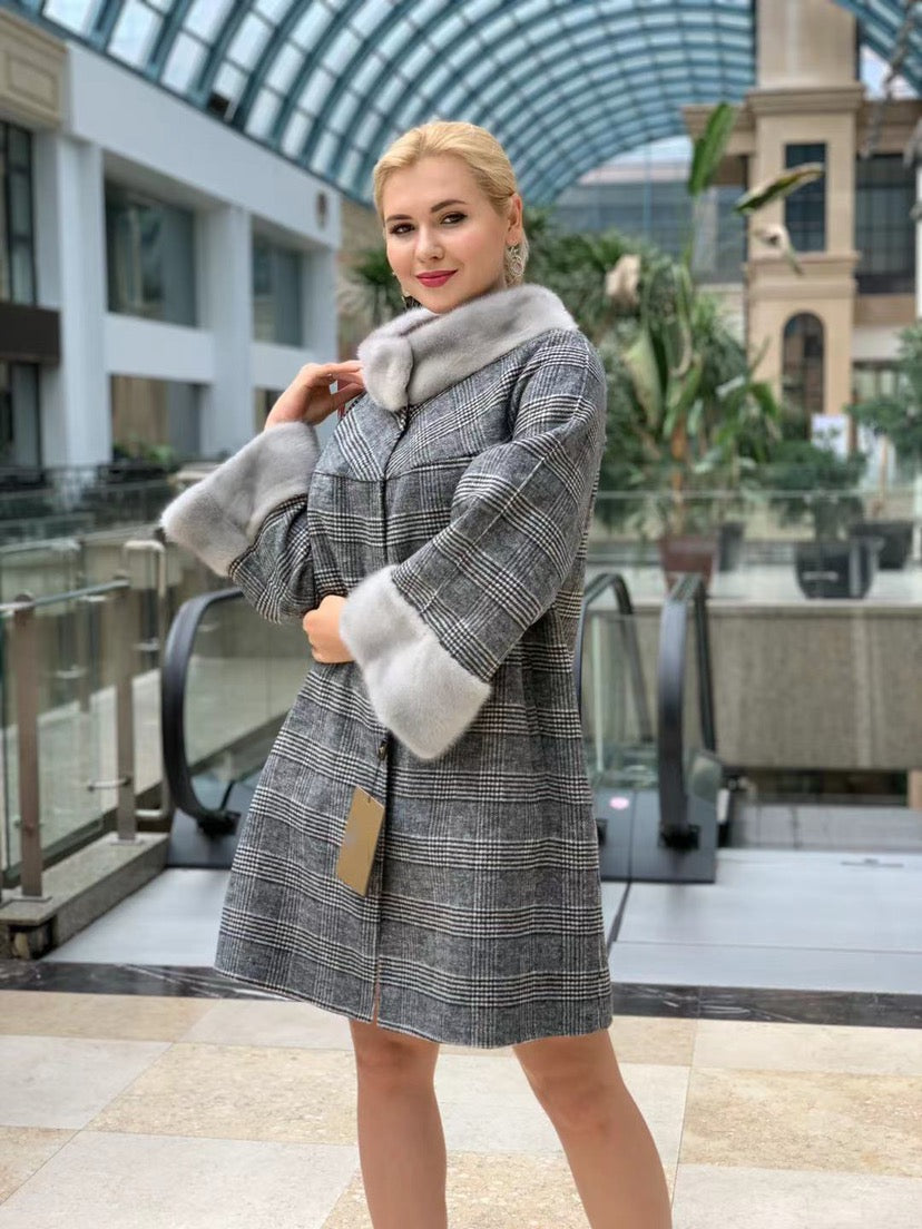 Genuine Scandinavian Mink Fur Rabbit Fur Lined Collar Virgin Wool Coat Alaska® Outerwear Company