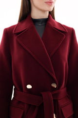 Denise Cashmere Blend Overcoat in Bordeaux