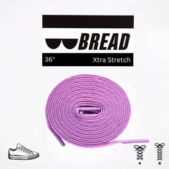 Purple shoelace with 'BREAD' branding on a white background