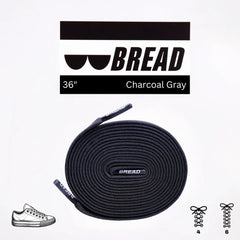 Bread brand shoelace in charcoal gray on a white background