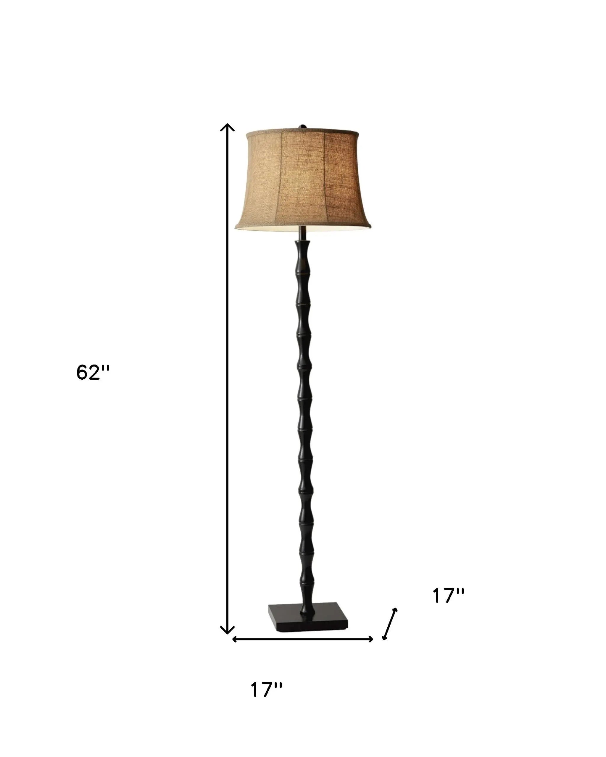Rustic Floor Lamp with Black Base and Beige Burlap Shade HomeRoots