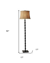 Rustic Floor Lamp with Black Base and Beige Burlap Shade HomeRoots