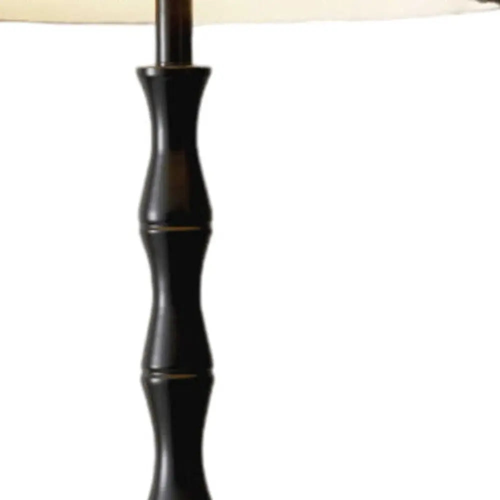 Rustic Floor Lamp with Black Base and Beige Burlap Shade HomeRoots