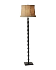 Rustic Floor Lamp with Black Base and Beige Burlap Shade HomeRoots