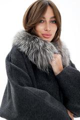 Genuine Silver Fox Fur Virgin Wool Coat Alaska® Outerwear Company
