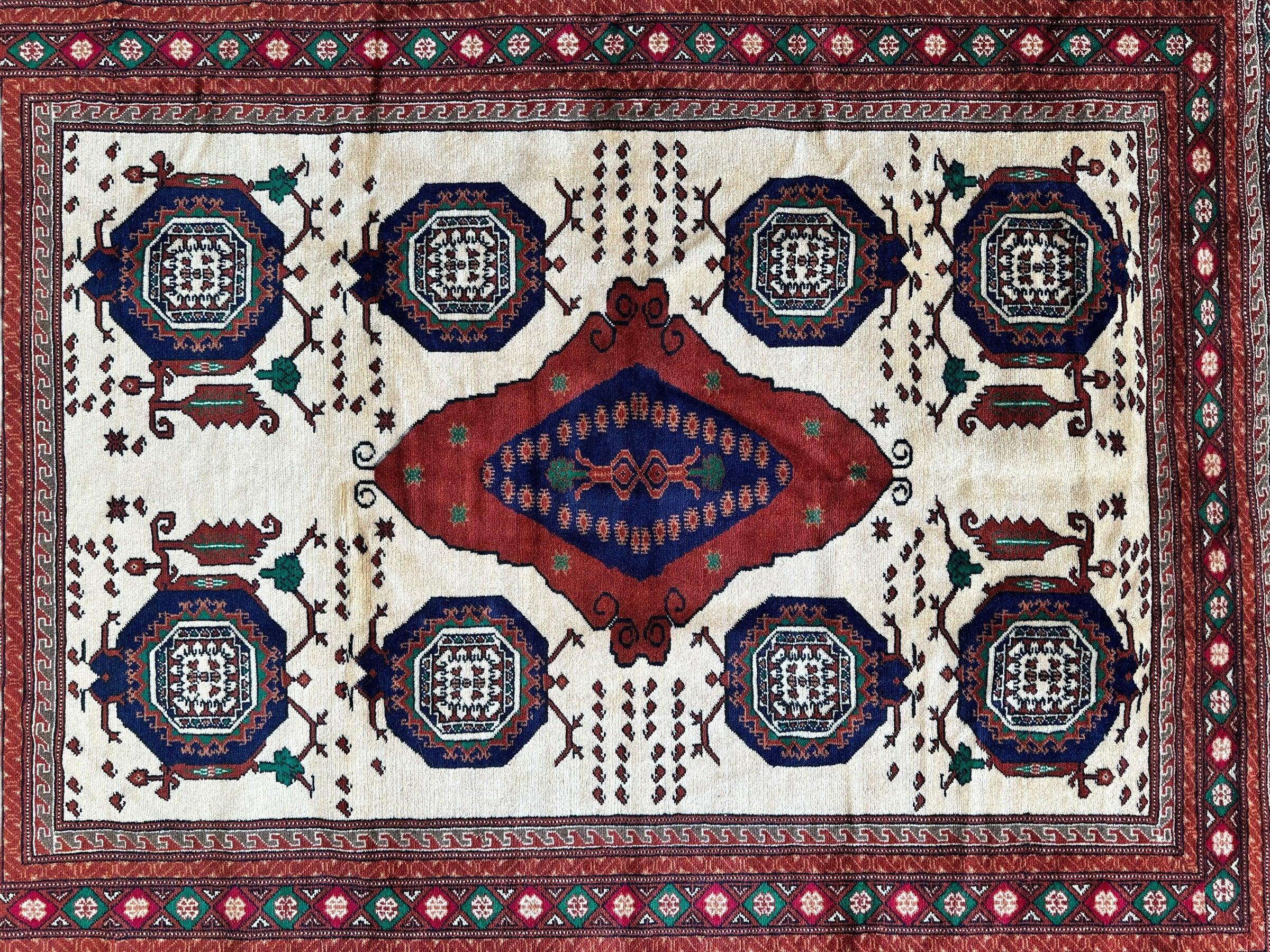Hand-Knotted Afghani Kazak Wool Rug - 4'8" x 7'2" Rugistan