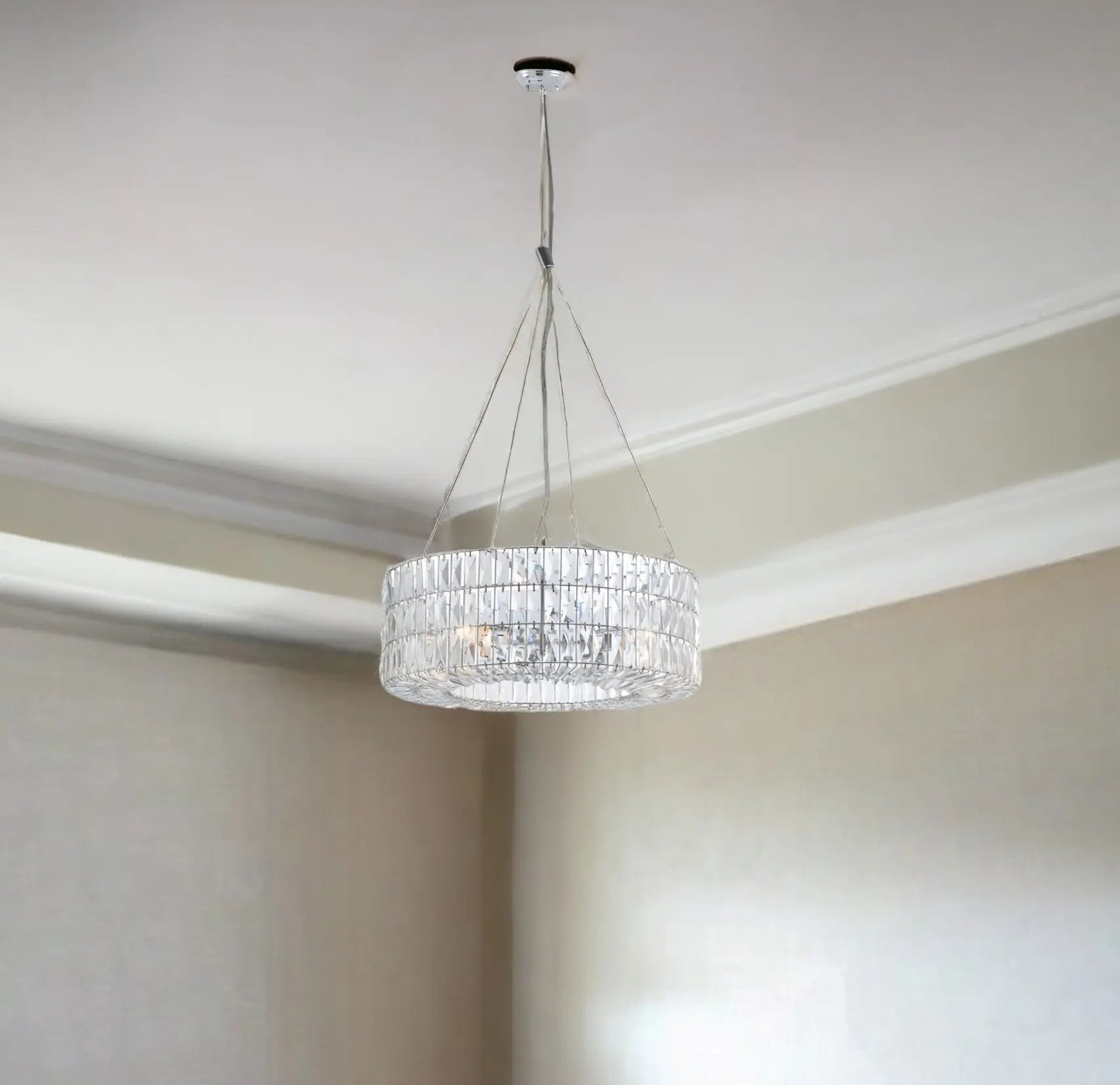 Silver Lantern Metal Chandelier With Silver Shades HomeRoots