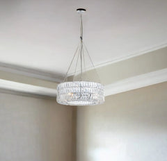 Silver Lantern Metal Chandelier With Silver Shades HomeRoots