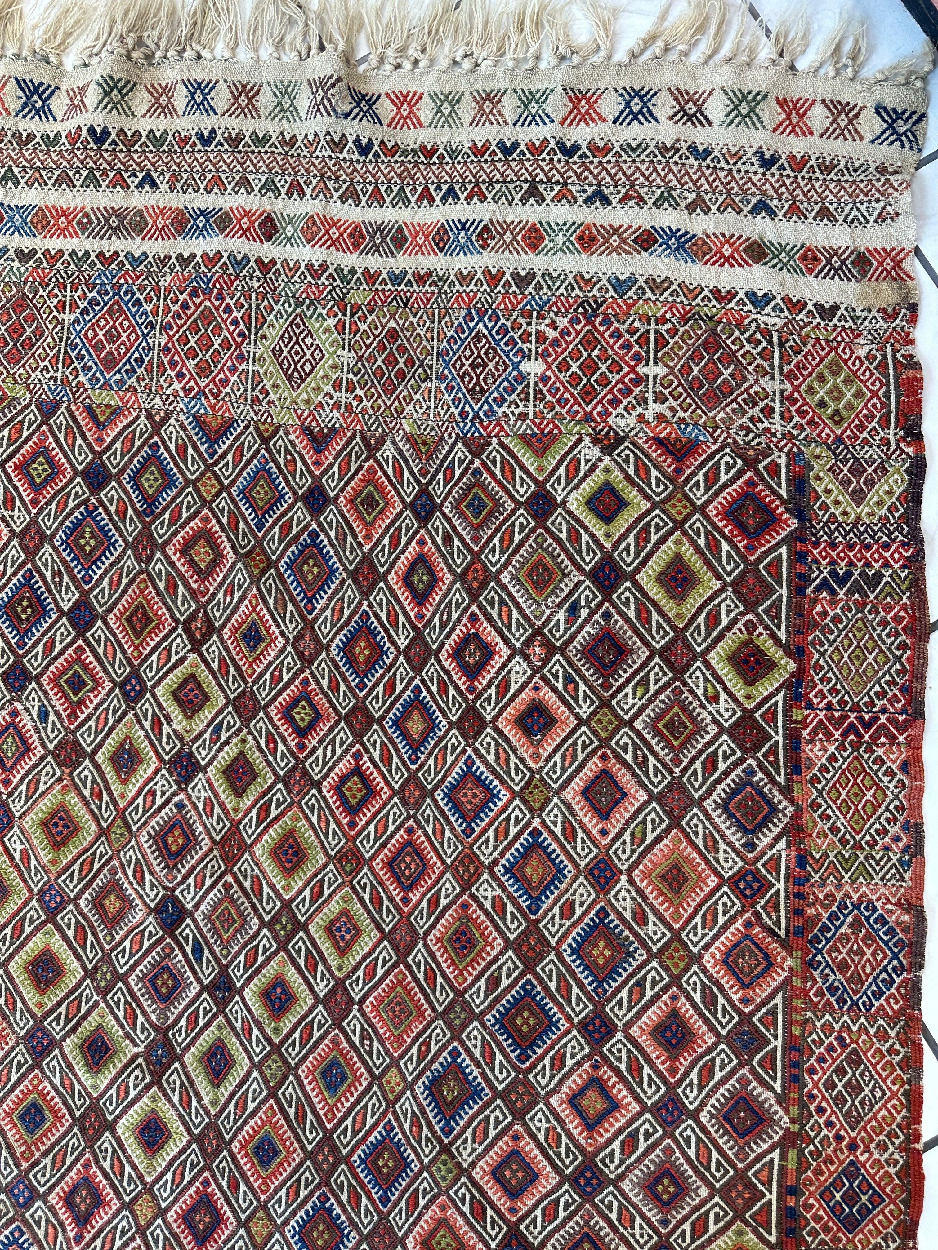 Antique Turkish Jajim Wool Rug 5’6” x 14’5” Rugistan