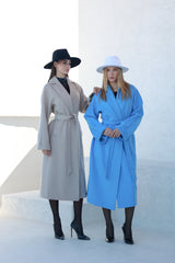 Classic Brushed Cashmere Wool Blend Overcoat in Azure