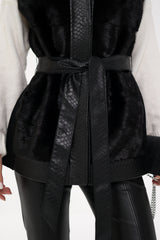 Genuine Mink Fur Leather Trim Wool Vest Alaska® Outerwear Company