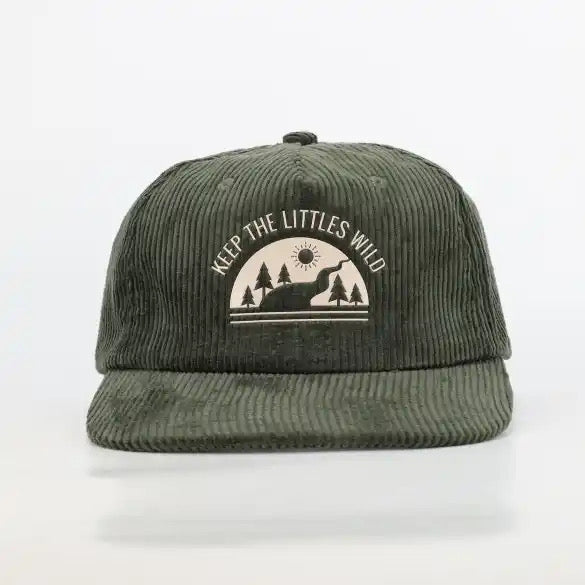 Green Rivers corduroy SnapBack hat for toddlers and youth Keep the Littles Wild