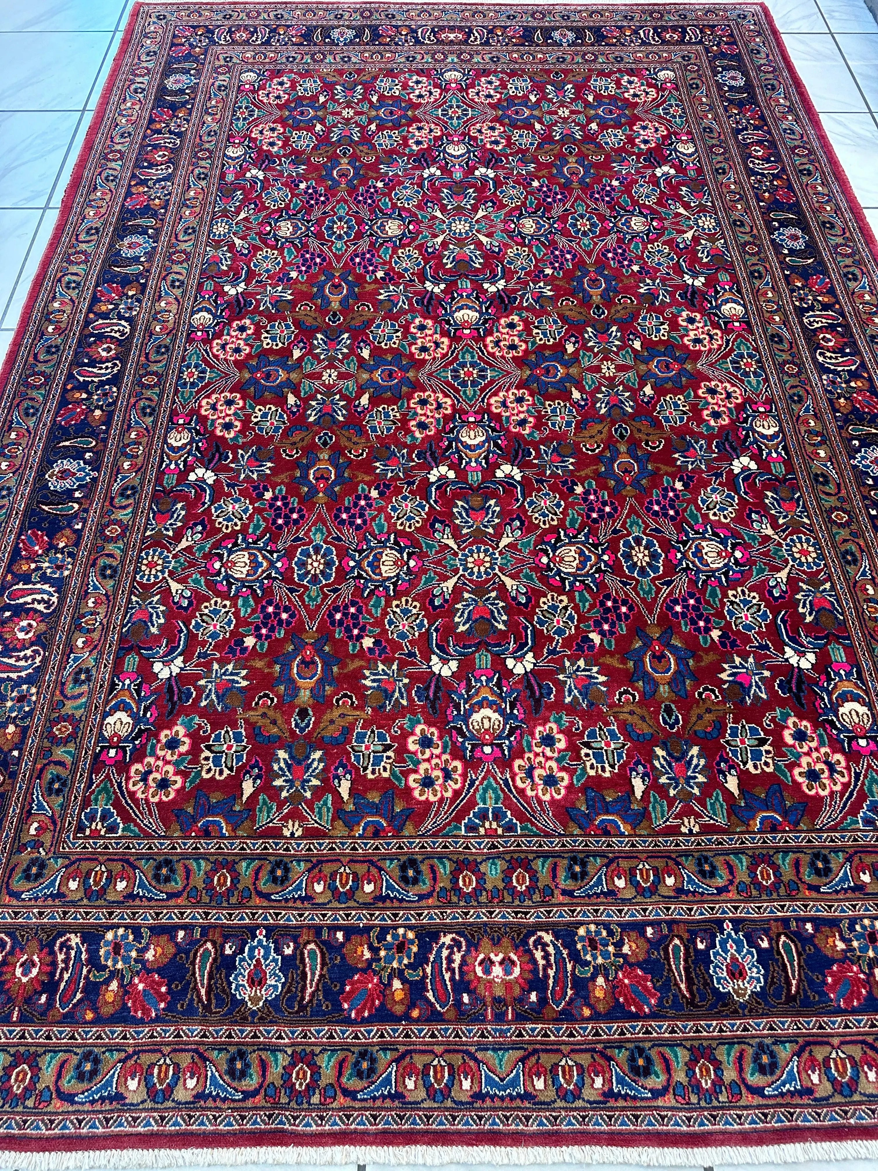 Persian Mashhad I Fine Allover Rug Wool 7 x 10 Rugistan
