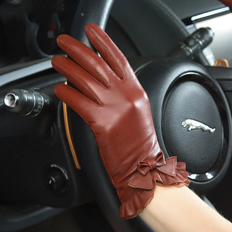 Women's Winter Leather Gloves Family Shopolf