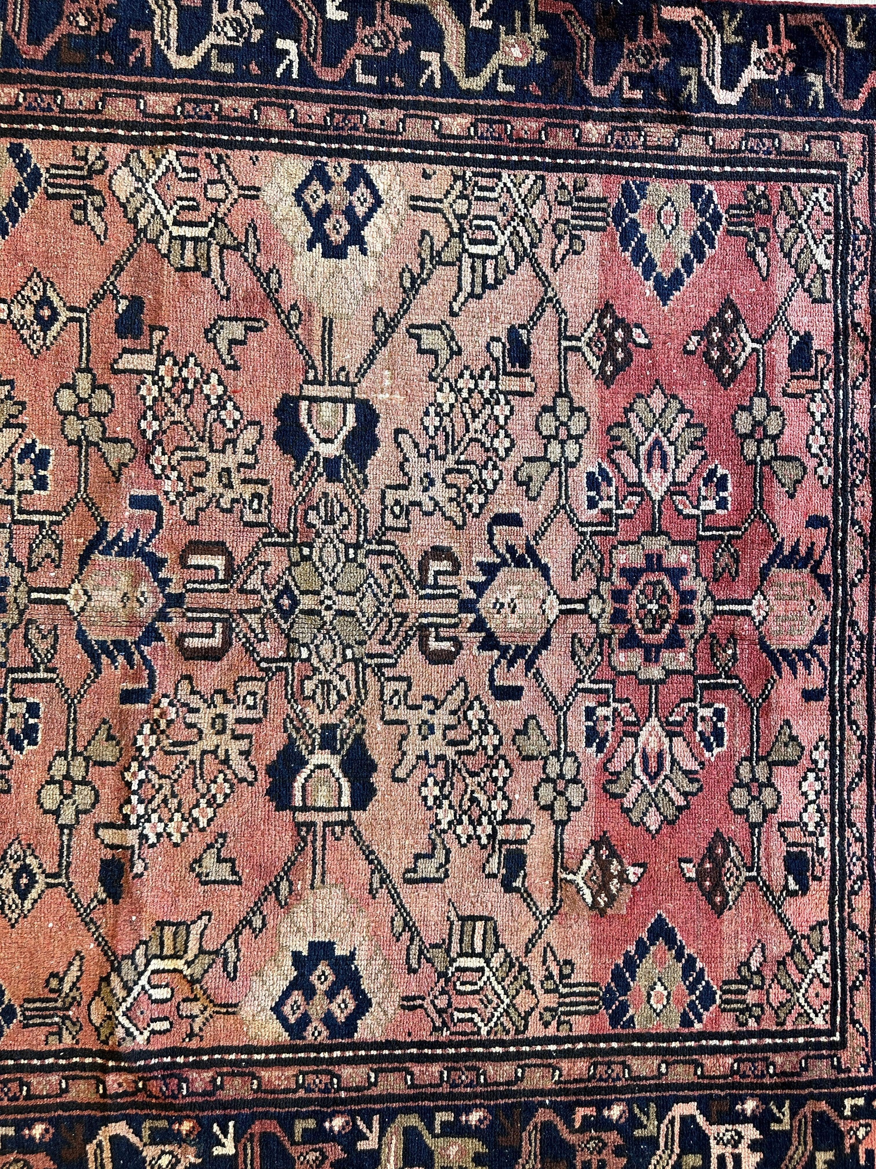 4' 4 x 9' 3 Hand Knotted Ultra Vintage Persian Wool Runner Rug Rugistan