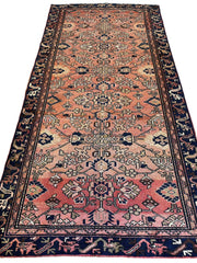 4' 4 x 9' 3 Hand Knotted Ultra Vintage Persian Wool Runner Rug Rugistan