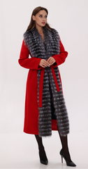 Genuine Silver Fox Virgin Wool Wrap Coat in Red Alaska® Outerwear Company