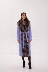 Genuine Silver Fox Virgin Wool Wrap Coat in Lavender Alaska® Outerwear Company