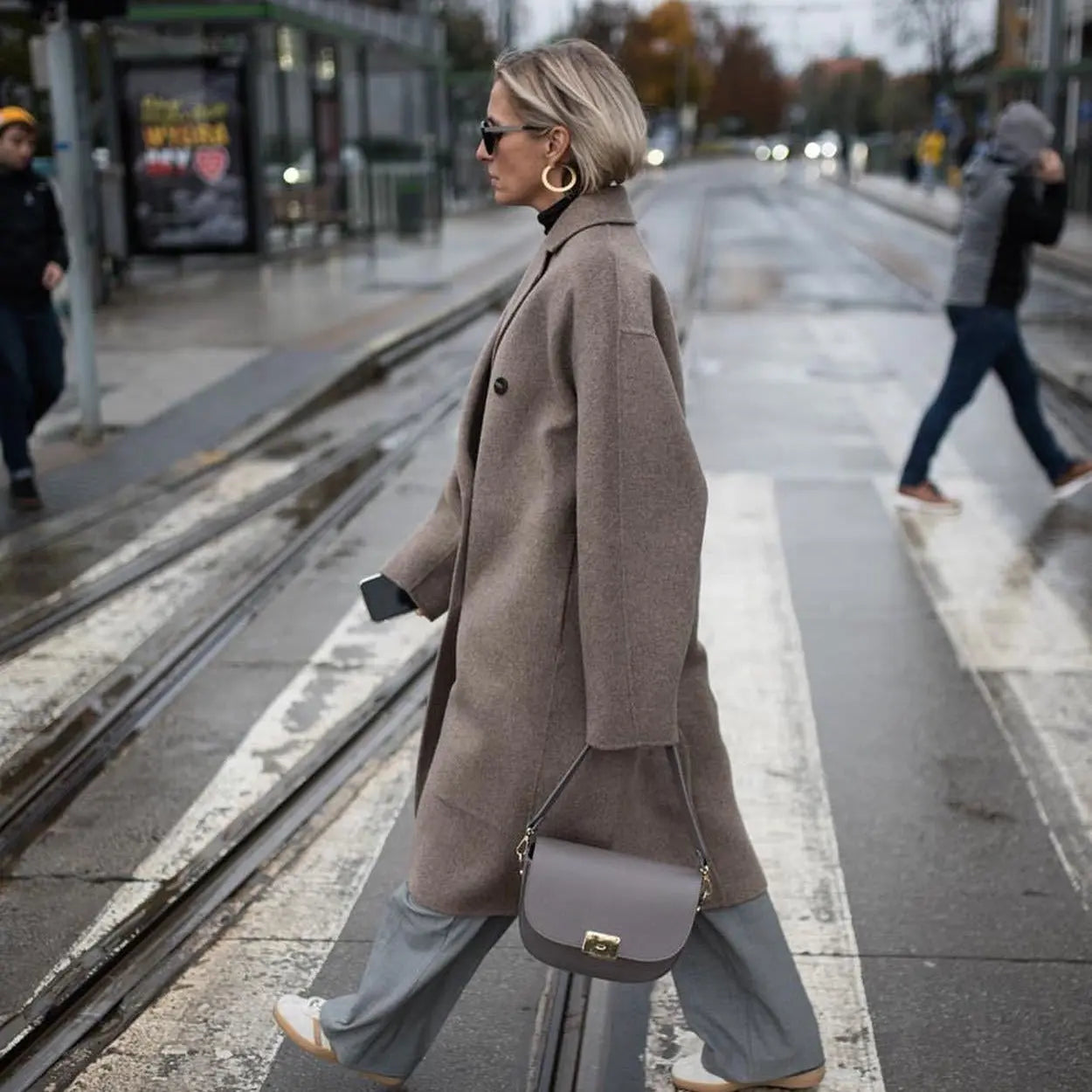 Women's Wool-Blend Belted Cotton Coat Family Shopolf