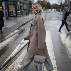 Women's Wool-Blend Belted Cotton Coat Family Shopolf