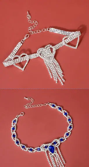Blue Rhinestone Anklet Family Shopolf