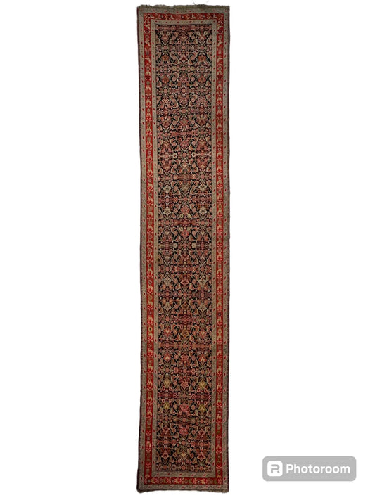 3’4” x 17’ Karabkah Antique Caucasian Wool on Wool Runner Rugistan