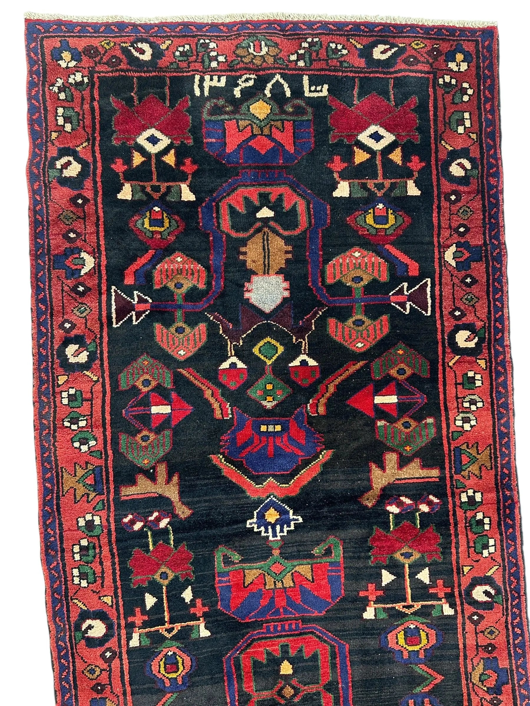 Hand-Knotted Persian Hamadan Runner - 3'6" x 10' | Tribal Wool Rug Rugistan