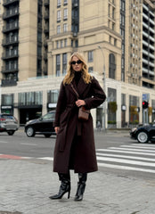 Emily Classic Wool Blend Overcoat in Rich Chocolate