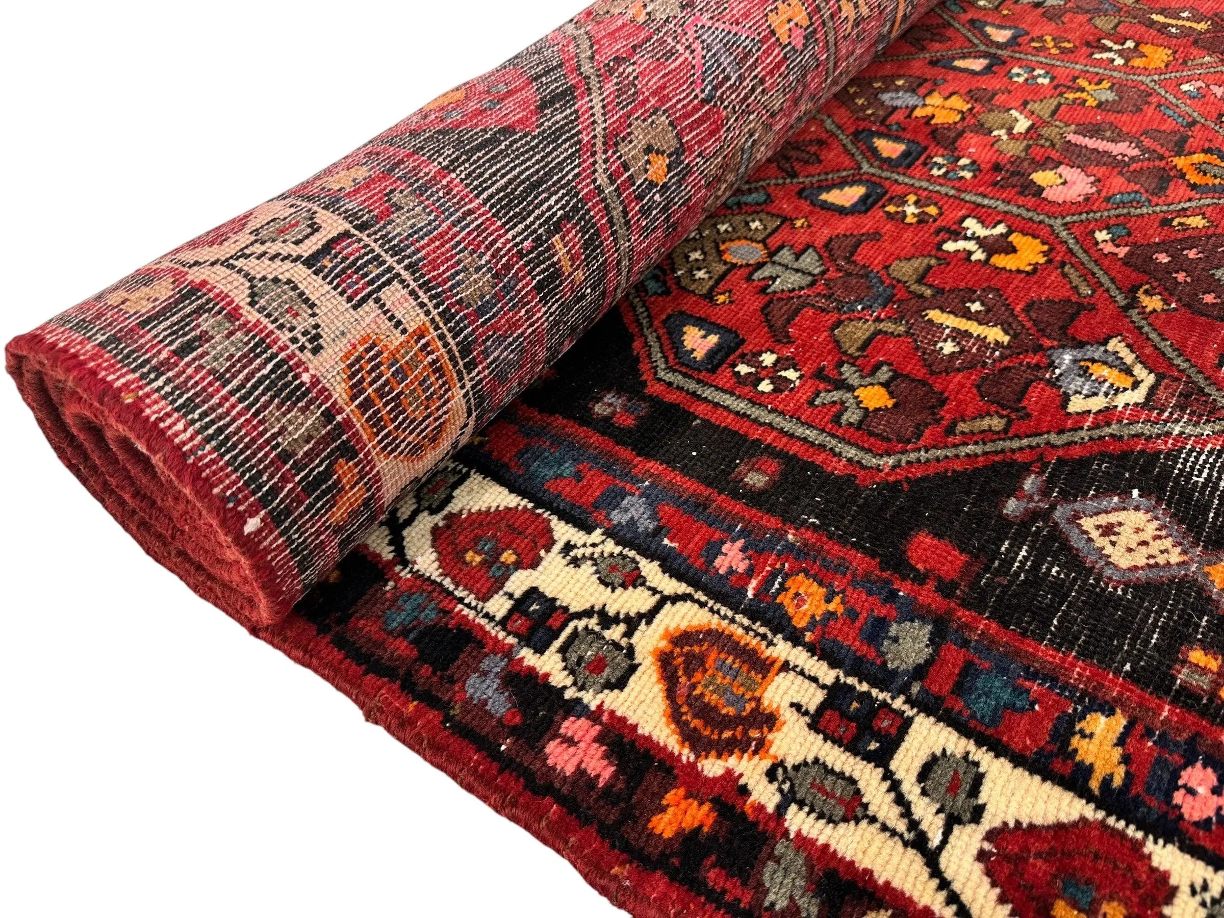 Vintage Persian Hosseinabad Runner Rug - 4’2” x 10’5” - Handwoven Wool, Circa 1950s Rugistan