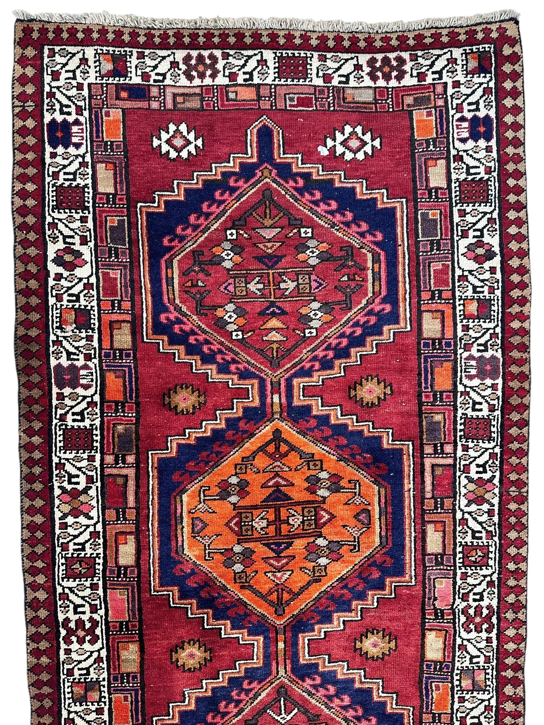Vintage Persian Sarab Wool Runner Rug 3’4 x 10’7” Rugistan