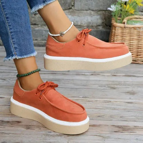 Women's Lace-Up Sneakers | Thick Sole & Trendy Design