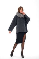 Genuine Silver Fox Fur Virgin Wool Coat Alaska® Outerwear Company