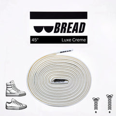 Bread shoelace packaging with shoelace, branding, and product details on a white background