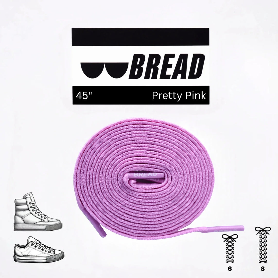 Purple shoelace with 'BREAD' branding on a white background