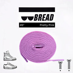 Purple shoelace with 'BREAD' branding on a white background