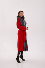 Genuine Silver Fox Virgin Wool Wrap Coat in Red Alaska® Outerwear Company