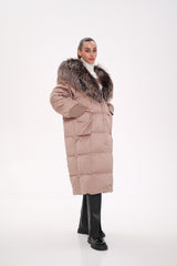 Rei Silver Fox Fully Lined Hood Down Coat in Blush Alaska® Outerwear Company