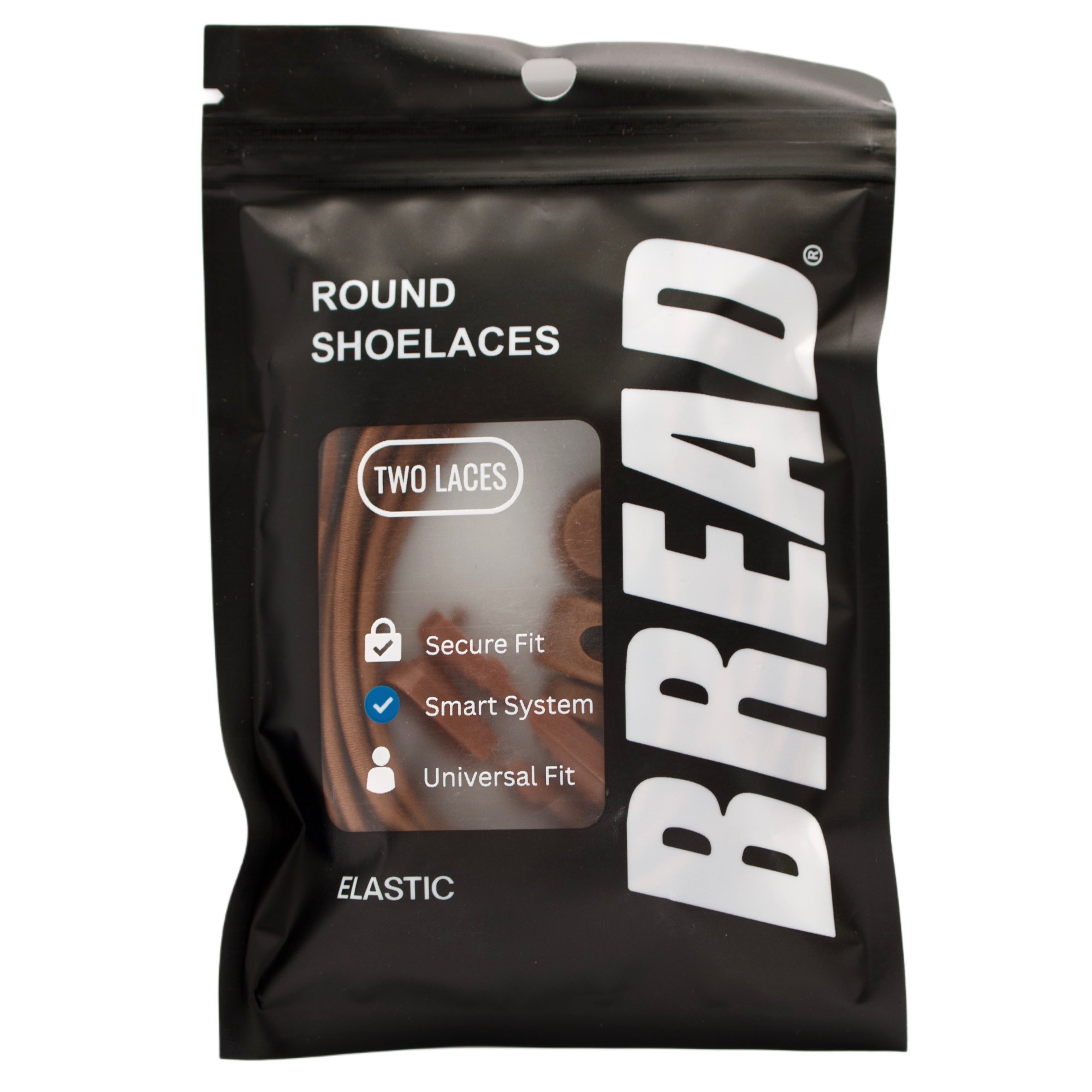 Packaged shoelaces with 'BREAD' branding on a white background