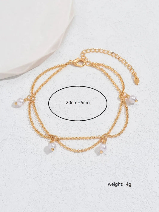 Hexagonal Star With Pearl Anklet Family Shopolf