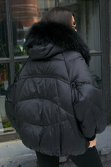 Chantal Genuine Fur Trim Down Fill Coat in Black