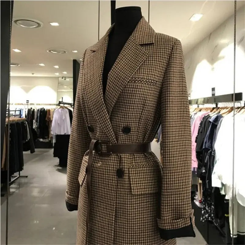 Plaid Wool Coat Family Shopolf