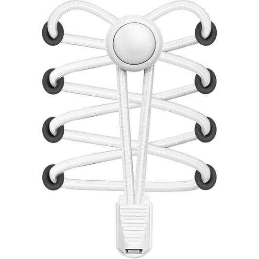 White shoe lace holder with multiple hooks on a white background
