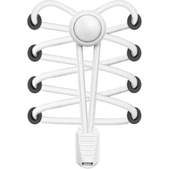 White shoe lace holder with multiple hooks on a white background
