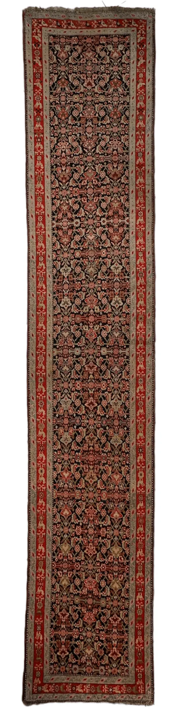 3’4” x 17’ Karabkah Antique Caucasian Wool on Wool Runner Rugistan