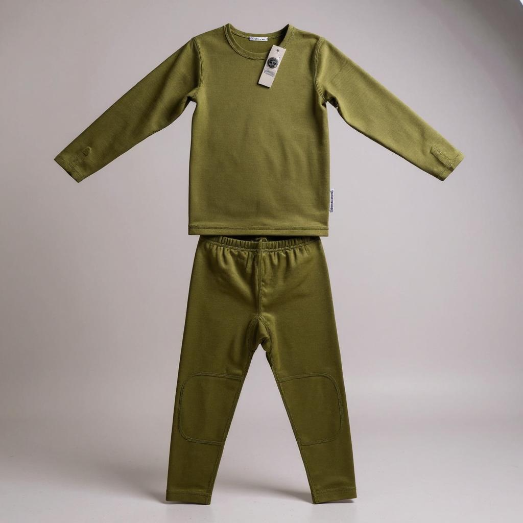 Premium Kids 100% Merino Wool Baselayer - Ultra-Soft thermal Underlayer - Sage Keep the Littles Wild