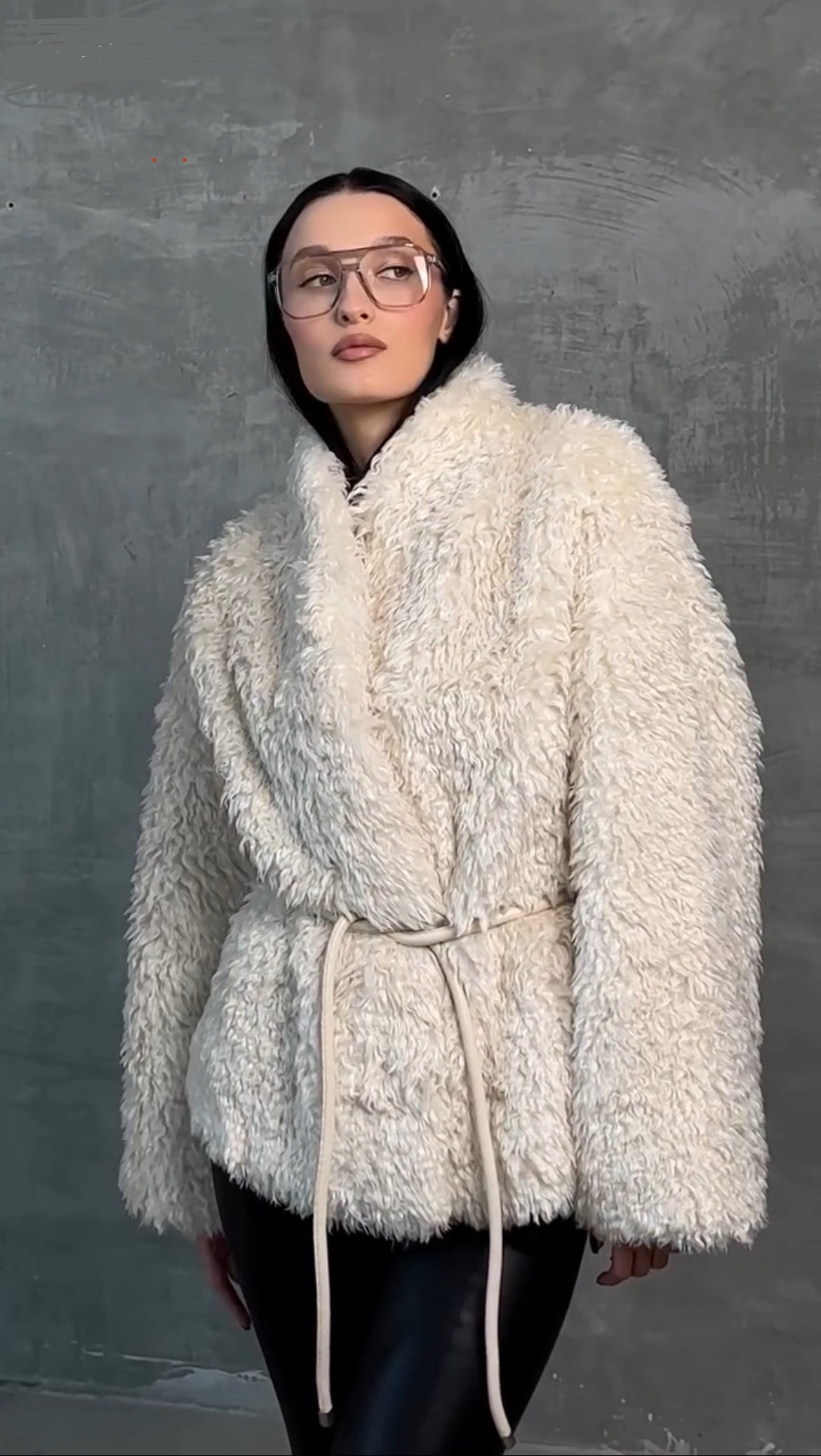 Faux Fur Coat with Leather Belt Alaska® Outerwear Company